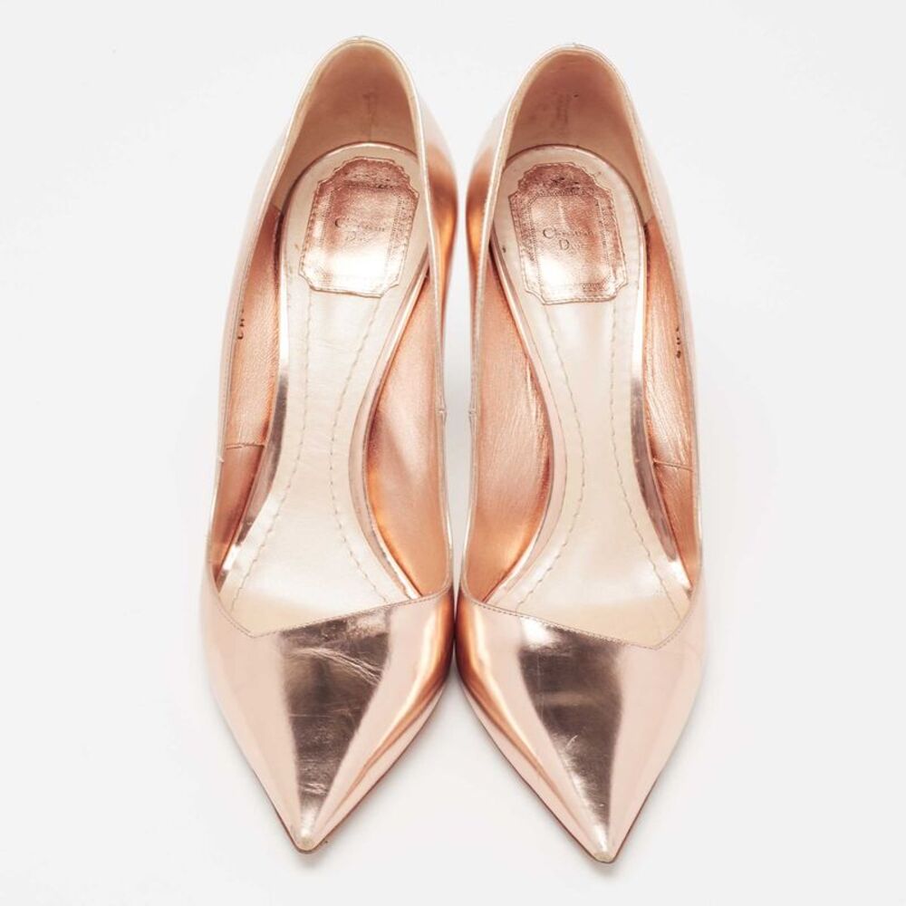 Dior Rose Gold  Leather Cherie Pointed Toe Pumps Size 40.5 - Picture 3 of 4